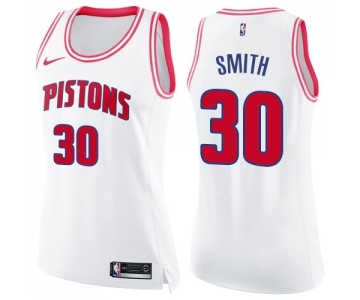 Women's Nike Detroit Pistons #30 Joe Smith Swingman White Pink Fashion NBA Jersey