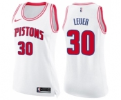 Women's Nike Detroit Pistons #30 Jon Leuer Swingman White Pink Fashion NBA Jersey