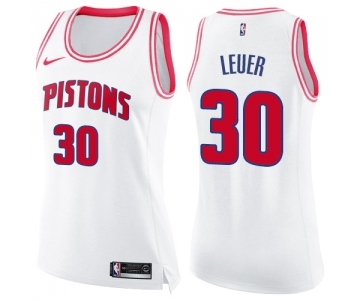 Women's Nike Detroit Pistons #30 Jon Leuer Swingman White Pink Fashion NBA Jersey