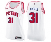 Women's Nike Detroit Pistons #31 Caron Butler Swingman White Pink Fashion NBA Jersey