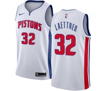 Women's Nike Detroit Pistons #32 Christian Laettner Swingman White Home NBA Jersey - Association Edition