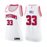 Women's Nike Detroit Pistons #33 Grant Hill Swingman White Pink Fashion NBA Jersey