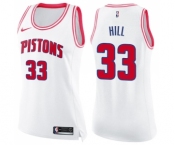 Women's Nike Detroit Pistons #33 Grant Hill Swingman White Pink Fashion NBA Jersey