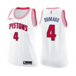 Women's Nike Detroit Pistons #4 Joe Dumars Swingman White Pink Fashion NBA Jersey