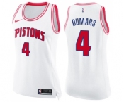 Women's Nike Detroit Pistons #4 Joe Dumars Swingman White Pink Fashion NBA Jersey