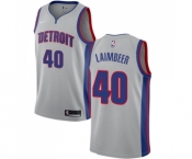 Women's Nike Detroit Pistons #40 Bill Laimbeer Swingman Silver NBA Jersey Statement Edition