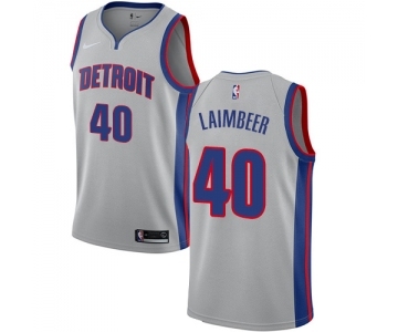 Women's Nike Detroit Pistons #40 Bill Laimbeer Swingman Silver NBA Jersey Statement Edition