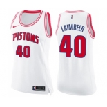 Women's Nike Detroit Pistons #40 Bill Laimbeer Swingman White Pink Fashion NBA Jersey