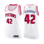 Women's Nike Detroit Pistons #42 Jerry Stackhouse Swingman White Pink Fashion NBA Jersey