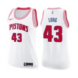 Women's Nike Detroit Pistons #43 Grant Long Swingman White Pink Fashion NBA Jersey