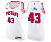 Women's Nike Detroit Pistons #43 Grant Long Swingman White Pink Fashion NBA Jersey