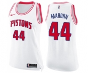 Women's Nike Detroit Pistons #44 Rick Mahorn Swingman White Pink Fashion NBA Jersey