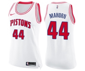 Women's Nike Detroit Pistons #44 Rick Mahorn Swingman White Pink Fashion NBA Jersey