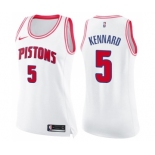 Women's Nike Detroit Pistons #5 Luke Kennard Swingman White Pink Fashion NBA Jersey