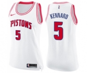 Women's Nike Detroit Pistons #5 Luke Kennard Swingman White Pink Fashion NBA Jersey