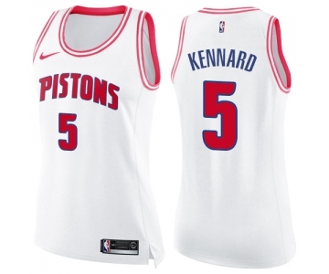 Women's Nike Detroit Pistons #5 Luke Kennard Swingman White Pink Fashion NBA Jersey