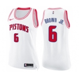 Women's Nike Detroit Pistons #6 Bruce Brown Jr. Swingman White Pink Fashion NBA Jersey