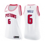 Women's Nike Detroit Pistons #6 Terry Mills Swingman White Pink Fashion NBA Jersey