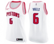 Women's Nike Detroit Pistons #6 Terry Mills Swingman White Pink Fashion NBA Jersey