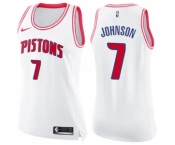 Women's Nike Detroit Pistons #7 Stanley Johnson Swingman White Pink Fashion NBA Jersey