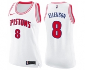 Women's Nike Detroit Pistons #8 Henry Ellenson Swingman White Pink Fashion NBA Jersey