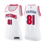 Women's Nike Detroit Pistons #81 Jose Calderon Swingman White Pink Fashion NBA Jersey