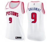 Women's Nike Detroit Pistons #9 Langston Galloway Swingman White Pink Fashion NBA Jersey