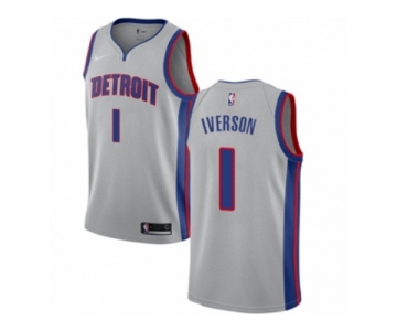 Youth Nike Detroit Pistons #1 Allen Iverson Authentic Silver NBA Jersey Statement Edition