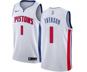 Youth Nike Detroit Pistons #1 Allen Iverson Swingman White Home NBA Jersey - Association Edition