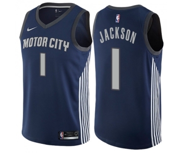 Youth Nike Detroit Pistons #1 Reggie Jackson Swingman Navy Blue NBA Jersey - City Edition