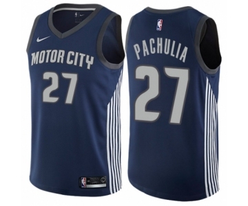 Youth Nike Detroit Pistons #27 Zaza Pachulia Swingman Navy Blue NBA Jersey - City Edition