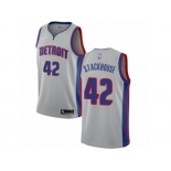 Youth Nike Detroit Pistons #42 Jerry Stackhouse Authentic Silver NBA Jersey Statement Edition