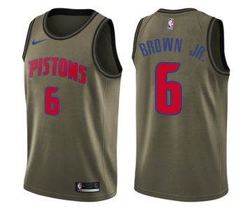 Youth Nike Detroit Pistons #6 Bruce Brown Jr. Swingman Green Salute to Service NBA Jersey