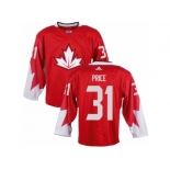 Men Adidas Team Canada #31 Carey Price Red 2016 World Cup Ice Hockey Jersey