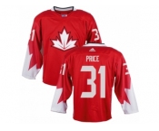 Men Adidas Team Canada #31 Carey Price Red 2016 World Cup Ice Hockey Jersey