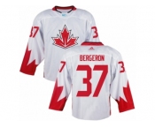 Men Adidas Team Canada #37 Patrice Bergeron White 2016 World Cup Ice Hockey Jersey