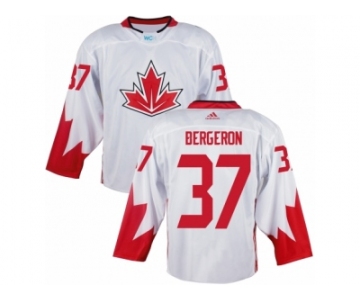 Men Adidas Team Canada #37 Patrice Bergeron White 2016 World Cup Ice Hockey Jersey