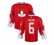 Men Adidas Team Canada #6 Jake Muzzin Red 2016 World Cup Ice Hockey Jersey