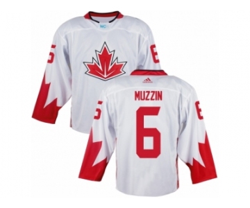 Men Adidas Team Canada #6 Jake Muzzin White 2016 World Cup Ice Hockey Jersey