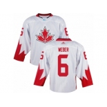 Men Adidas Team Canada #6 Shea Weber White 2016 World Cup Ice Hockey Jersey