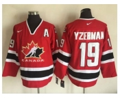 Team CA. #19 Steve Yzerman Red Black 2002 Olympic Nike Throwback Stitched NHL Jersey