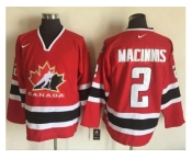 Team CA. #2 Al MacInnis Red Black 2002 Olympic Nike Throwback Stitched NHL Jersey