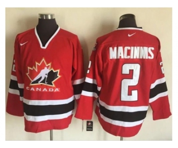 Team CA. #2 Al MacInnis Red Black 2002 Olympic Nike Throwback Stitched NHL Jersey