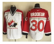 Team CA. #30 Martin Brodeur White Red Nike Throwback Stitched NHL Jersey