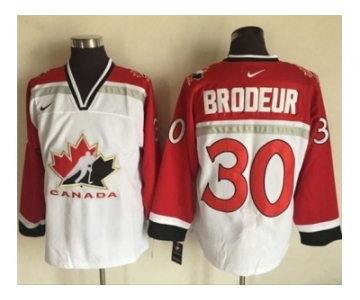 Team CA. #30 Martin Brodeur White Red Nike Throwback Stitched NHL Jersey