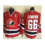 Team CA. #66 Mario Lemieux Red Black 2002 Olympic Nike Throwback Stitched NHL Jersey