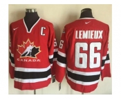 Team CA. #66 Mario Lemieux Red Black 2002 Olympic Nike Throwback Stitched NHL Jersey