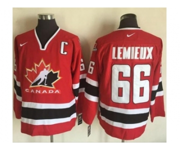 Team CA. #66 Mario Lemieux Red Black 2002 Olympic Nike Throwback Stitched NHL Jersey