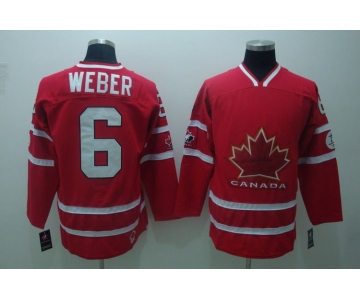 nhl team canada #6 weber  2010 olympic red