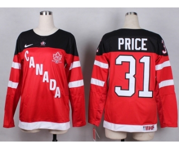 Women NHL Team Canada Olympic #31 price red jerseys[100 th]